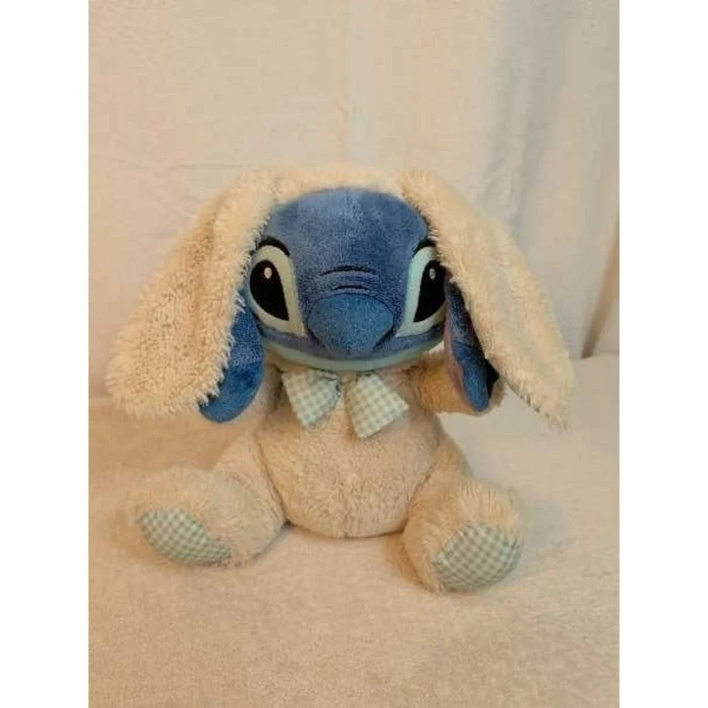 Disney Store Stitch Plush Bunny Costume Blue White Gingham Bow Vintage Toy